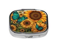 Colorful Sunflower Pattern Pill Case Pill Box Travel Pill Organizer Small Square Medicine Box for Purse & Pocket Gifts