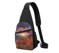 Colorful Sunrise Printed Sling Backpacks Casual Crossbody Shoulder Bag Chest Pack for Men Women