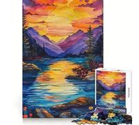 Colorful Sunset Lake 1000 Piece Puzzle For Teenagers DIY Fun, Pastime Game, Pattern Build, Classic Xmas Gift (38x26cm)