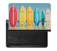 Colorful Surfboard Passport Holder Passport Cover Protector Essentials with Credit Card Slots for Women Men