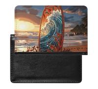 Colorful Surfboard Passport Holder Passport Cover Protector Essentials with Credit Card Slots for Women Men