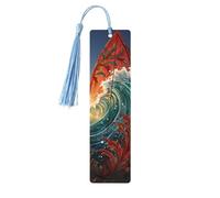 Colorful Surfboard Wood Bookmark for Book Lovers Birthday Teachers Gift, Handmade Craft Book Marks Ornaments with Tassel Exquisite Reading Page Markers for Men Women