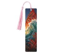 Colorful Surfboard Wood Bookmark for Book Lovers Birthday Teachers Gift, Handmade Craft Book Marks Ornaments with Tassel Exquisite Reading Page Markers for Men Women