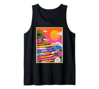Colorful Surfboards with Tropical Summer Sunset 90s Dreamy Tank Top