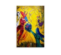 Colorful Surrealism Wall Art Prints - The Dance And The Circus by Marc Chagall Featuring Violinist, Dancers And Circus Characters Canvas Wall Art Prints Photo Picture Paintings Room Decor Home Decora