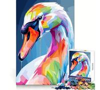 Colorful Swan Digital Art Portrait 1000 Piece Jigsaw Puzzles for Adults Think Sharper, Fine Detail, Home Play, Xmas Idea (50x75cm)