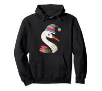 Colorful Swan With Festive Hat Illustration Pullover Hoodie