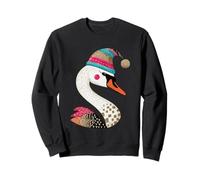 Colorful Swan With Festive Hat Illustration Sweatshirt