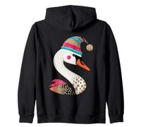Colorful Swan With Festive Hat Illustration Zip Hoodie