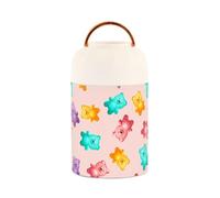 Colorful Sweet Jelly Bears Gummy Fruit Candies Kids Womens Lunch Insulated Jar with Spoon 17oz/500ml Hot Food Container Stainless Steel Vacuum Leakproof Thermo Flask for Insulated Hot Food