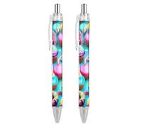 Colorful Sweet Lollipop Cupcake Donut Black Ballpoint Pens Fine Point (0.5mm) Black Ink Pen Retractable Ball Point Pens with Comfortable Full Grip for Journaling, And Office Writing Ideal 2 PCS