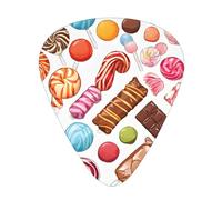 (Colorful Sweet Lollipop Cupcake Donut) Guitar Picks Set Of 12 With Transparent Plastic Box For Bass Electric And Acoustic Guitars Ukulele