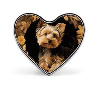 Colorful Sweet Lollipop Cupcake Donut Lapel Pin, Metal Heart Lapel Pins, Fashion Badge for Shirts, Jackets, Hats, Yorkshire Terrier in the Cave, Love form