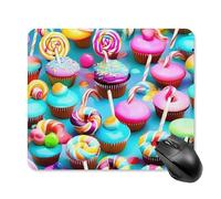 Colorful Sweet Lollipop Cupcake Donut Mouse Pad Square Laptop Mouse Mat Cute Computer Mousepad Keyboard Pad Non-Slip Desk Pads for Gaming Office Work Home 25 * 30cm