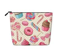 Colorful Sweet Lollipop Cupcake Donut Patterned Single Layer Cosmetic Bag, Travel Toiletry Bag, Suitable for Business Trips and Daily use.