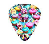 Colorful Sweet Lollipop Cupcake Donut Print 12 Pieces Guitar Picks For Guitars And Ukulele, Unique Guitar Present