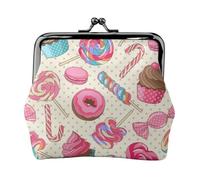 Colorful Sweet Lollipop Cupcake Donut Print Coin Purse Wallet Buckle Kiss Lock Change Purse Change Holder Wallet Coin Purse