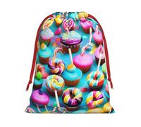 Colorful Sweet Lollipop Cupcake Donut Print Convenient Reusable Drawstring Gift Pouches Holiday Parties Fashionable Men Women