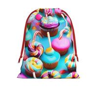 Colorful Sweet Lollipop Cupcake Donut Print Functional Gift Storage Bag Eco-Friendly Comfortable Touch Outdoor Activities Use