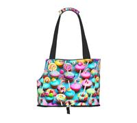 Colorful Sweet Lollipop Cupcake Donut Print Pet Tote Bag, Foldable Single Shoulder Pet Carrier For Small Pets Dogs Cats