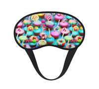 Colorful Sweet Lollipop Cupcake Donut Print Unisex Blackout Sleep Mask Comfortable Eye Mask for Travel Meditation Sleep Travel