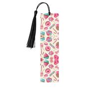 Colorful Sweet Lollipop Cupcake Donut Print Wooden Bookmark Bookmarks with Tassels Book Marks for Reading Hardcover Books Notebooks