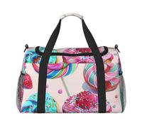 Colorful Sweet Lollipop Cupcake Donut Printed Travel Duffle Bag for Men Women Large Sport Gym Bag Handbag with Shoulder Strap for Travel Weekend Fishing Hunting