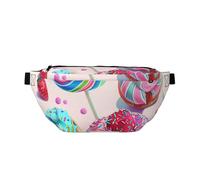 Colorful Sweet Lollipop Cupcake Donut Printed Waist Bag Adjustable Bum Bag Lightweight Travel Waist Fanny Pack Belt for Walking Cycling Hiking Travel