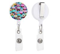 Colorful Sweet Lollipop Cupcake Donut Retractable Badge Reel - Personalized ID Name Badge Holder with Lanyard Cute Badges Reel Holder Round Nurse Doctor Name Tag Badges Clip for Work
