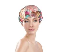 Colorful Sweet Lollipop Cupcake Donut Shower Cap for Women Reusable Bath Cap Upgrade Double Layers Bathing Hat Waterproof Elastic Bath Hair Caps for Women Ladies Spa Salon Hair Bath Hat