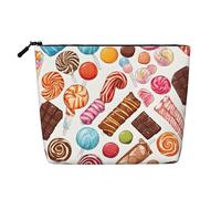 Colorful Sweet Lollipop Cupcake Donut Single Layer Linen Like Makeup Bag, Lightweight and Cute, Easy to Use