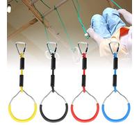 Colorful Swing Gymnastic Ring Set with Safety Buckle for Children - Outdoor Training Equipment for Upper Body Strength - Red Blue Yellow Black