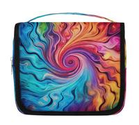 Colorful Swirl Tie Dye Pattern Hanging Toiletry Bag for Travel, Waterproof Polyester Makeup Organizer, Portable Cosmetic Bag with Hook for Bathroom Business Trips Gym Camping
