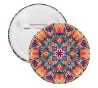 Colorful Symmetrical Pattern Badge Metal Round Pins, Lightweight Brooch for Backpack, Fashion Button Pins Badge for Shirts, Jackets, Shawl Coat, Unisex, 20PCS, Tinplate, metal round pins