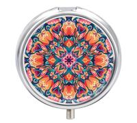 Colorful Symmetrical Pattern Decorative Metal Pill Box 3-Compartment - Portable Medicine Organizer for Vitamins, Travel Pill Case with BPA-Free Inserts, Personalized Gift for Women Men