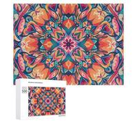 Colorful Symmetrical Pattern Puzzle for Adults Wooden Jigsaw Puzzle for Mother's Day Premium Puzzle with Unique Art Design Challenging Brain Teaser Birthday Gift for All Ages 500 PCS