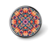 Colorful Symmetrical Pattern Round Badge Brooch Lightweight Lapel Tie Pins Unique Gifts Metal Brooch Badge For Hat Shirt Clothing Bags Decoration