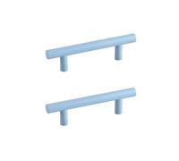 Colorful T Bar Cabinet Handles - 2 Pcs Durable Blue Drawer Pulls for Kids' Bedrooms & Wardrobes, 76mm Pitch Stylish Hardware for Cupboards and Dressers