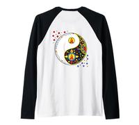 Colorful Taiji Yoga Qi Gong Tao Sign Symbol Yin Yang Buddha Raglan Baseball Tee