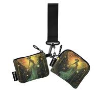 Colorful Tarot Astrology Fairy Women's Card Cases Change Holder Small Detachable Business Card Case Money Organizer with Zipper Pocket for Daily Use 2 Pcs estuches para tarjetas de credito