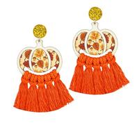 Colorful Tassel Thanksgiving Day Earrings Cute Turkey Pumpkin Dangle Drop Earrings Give Thanks Jewelry Wooden Turkey Grateful Holiday Gifts for Friends Wife Daughter, Zinc, No Gemstone