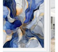 Colorful Texture Stained Glass Window Film, Abstract Marble Colorful Patterns Decorative Frosted Glass Privacy Film, Heat Control Static Cling Window Sticker 70x120 cm