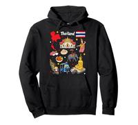 Colorful Thailand Map Design with Temples and Culture Pullover Hoodie