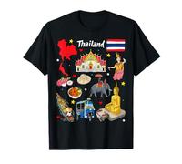 Colorful Thailand Map Design with Temples and Culture T-Shirt