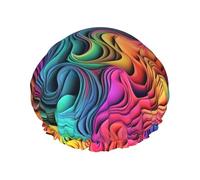 Colorful Thing Shower Cap for Women Men Large Waterproof Shower Bonnet Elastic Band Bathing Hair Hat Spa Salon Caps Double Layered Reusable Bath Caps for Long Hair, Braids
