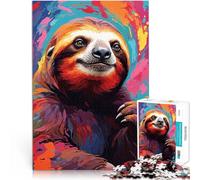 Colorful Three-toed Sloth PortraitPuzzle for teenagers 1000 Pieces Quiz game for is ideal as a gift for the whole family 38x26cm