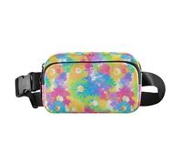 Colorful Tie Die Flowers Fashionable Waist Pack Crossbody Bag for Women Men Water Resistant Chest Belt Bum Bag with Adjustable Strap for Travel Shopping Running