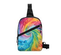Colorful Tie Dye Foldable Sling Bag for Men Women Water Resistant Chest Bag Swirl Art Fanny Pack Crossbody Backpack for Travel Hiking Sports