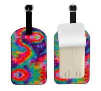 Colorful Tie Dye Pattern Printed Suitcase Tag, Microfiber Leather Travel Shield, Secure Privacy Label, for Backpack ID