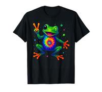 Colorful Tie Dye Peace Sign Animal Lover Herpetologist Frog T-Shirt